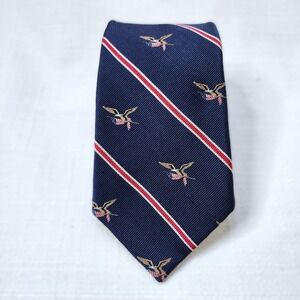 American Living Formal Repp Tie Blue W Red & White Stripe & Eagle W Flag 59x3.5"